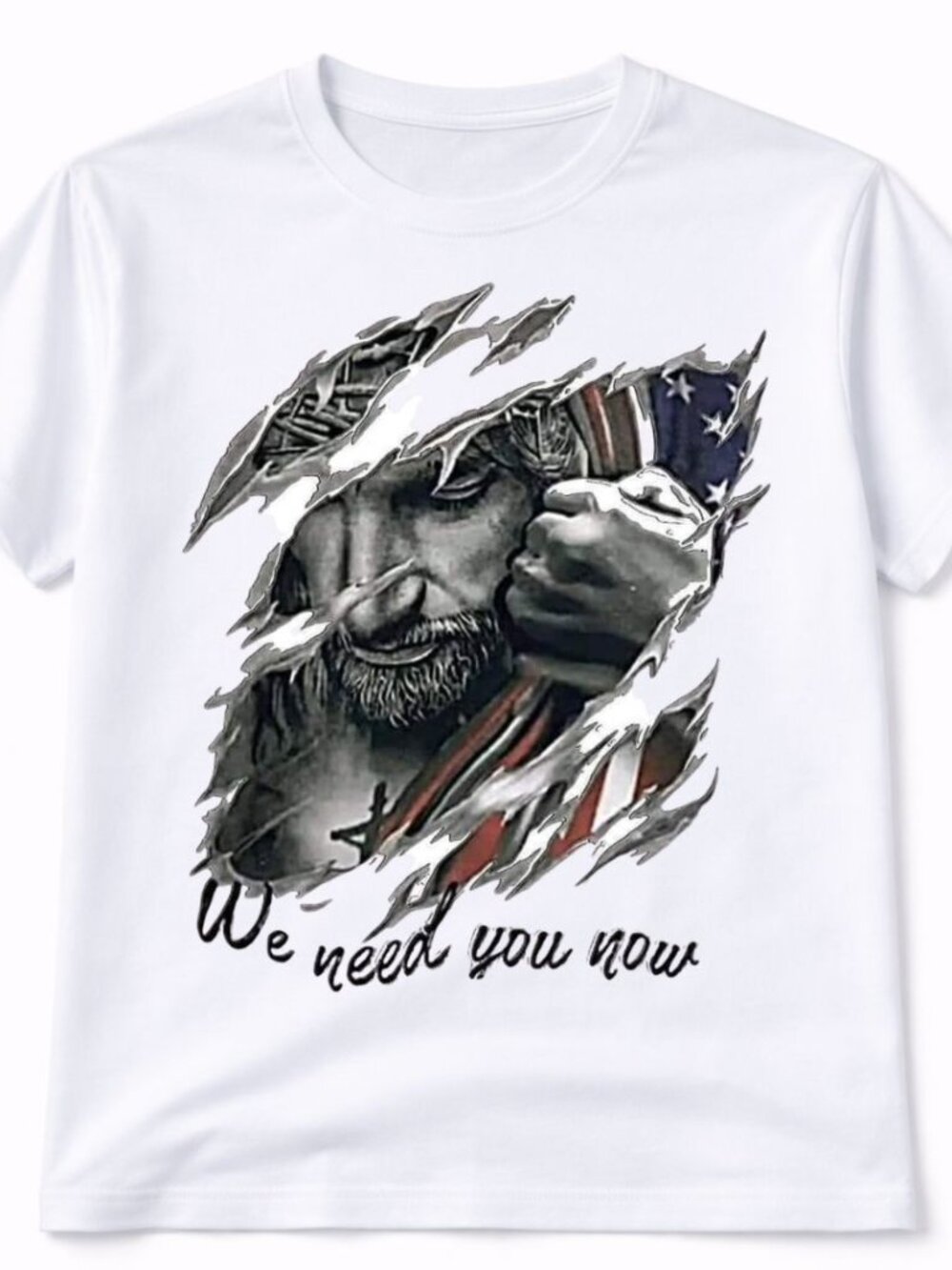 We Need You Flag Religious Graphic T-Shirt Trendy Boutique Style Tee Women White